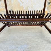 Table d'appoint avec porte revues vintage Rotin Bambou 1970s