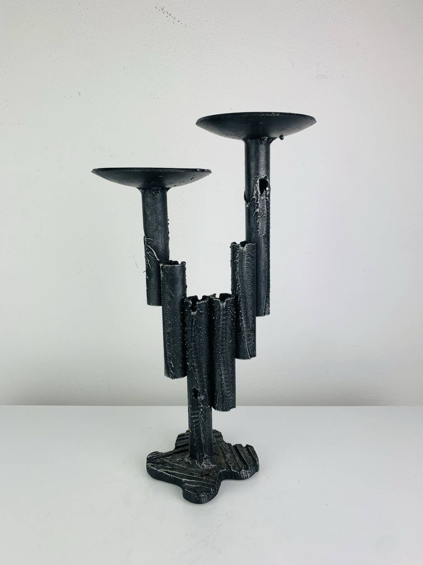 Brutalist iron candlestick, vintage
