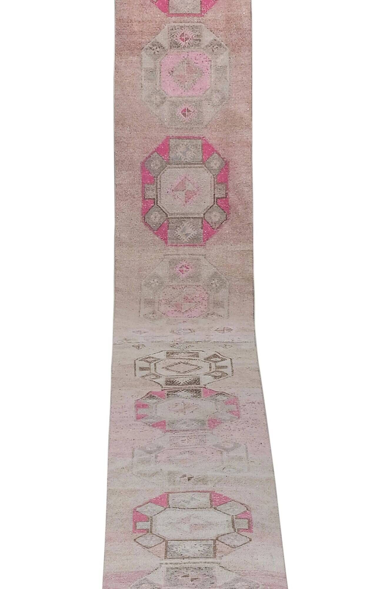 Vintage Turkish hallway rug 76x735 cm