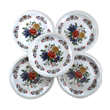 5 vintage dessert plates with fleur Moulin des Loups