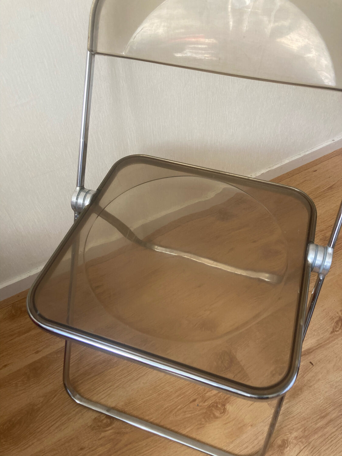 Chair Plia plexi smoked brown by Giancarlo Piretti for Castelli