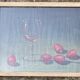 Tableau - Nature morte : Verre de vin et fraises