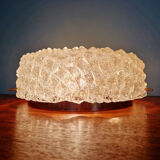 Large brass and frosted glass ceiling light, Hillebrand Lighting, 1970.