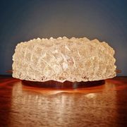 Large brass and frosted glass ceiling light, Hillebrand Lighting, 1970.