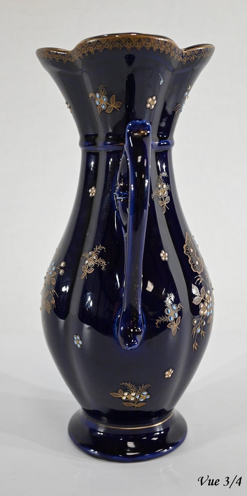 Midnight blue earthenware vase, "fives lille" - early twentieth century