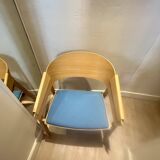 Muuto armchair in oak and blue fabric