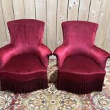 Paire de fauteuils crapauds Napoléon III