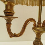 Table lamp and desk in bronze and gilded metal, hot water bottle style