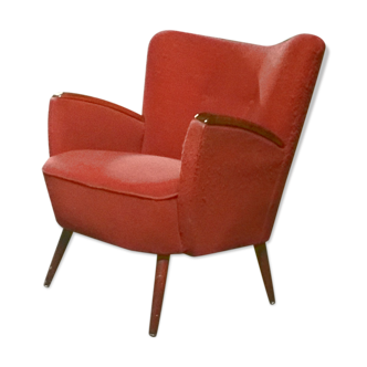 Fauteuil club vintage années 50  rouge