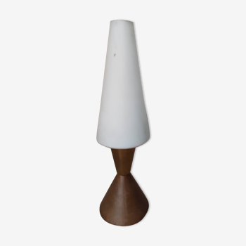 Lampe veilleuse diabolo teck laiton opaline Philips design scandinave