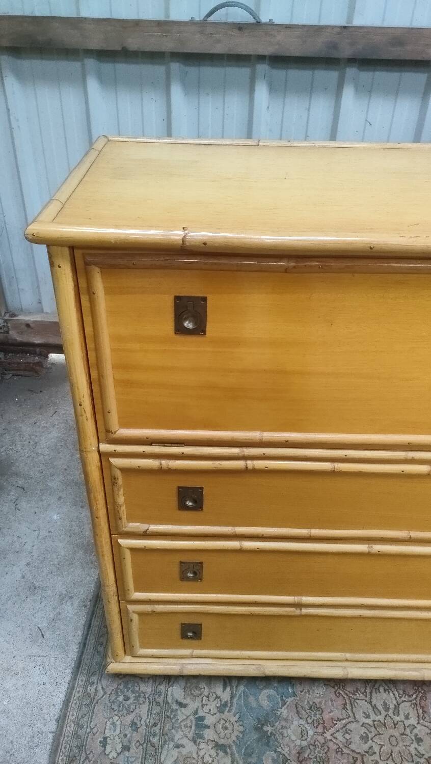 Dal Vera bamboo chest of drawers, Italian design, 70s