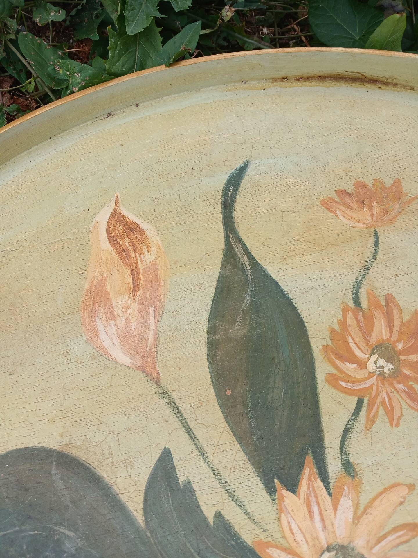 Large ancient wooden platter