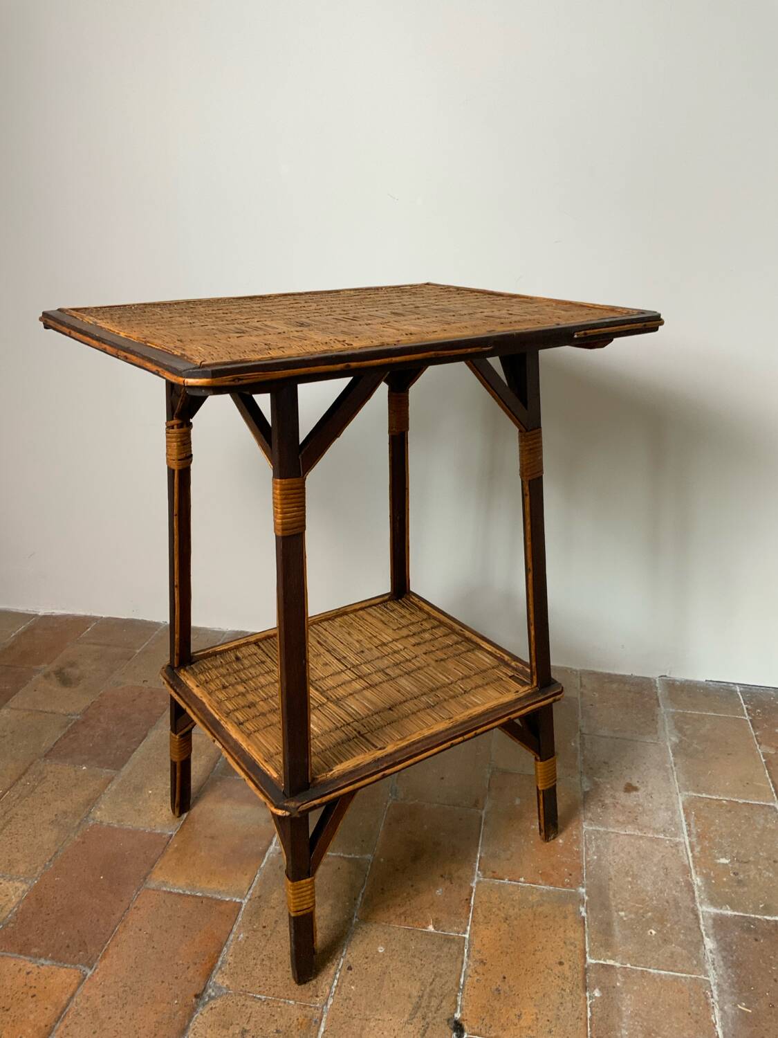 Wood and rattan table