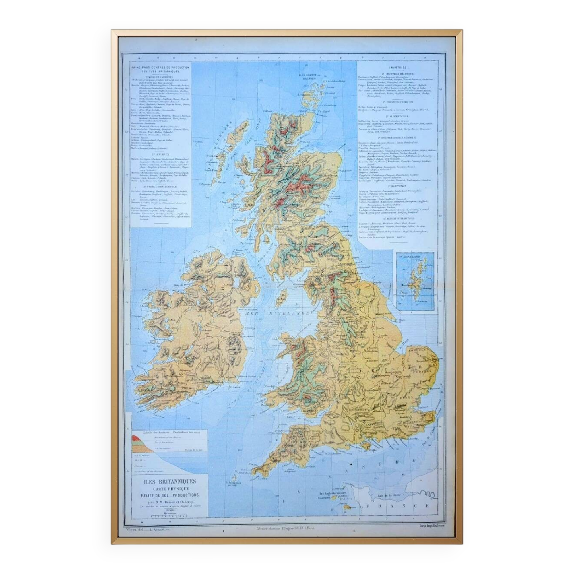 The British Isles, original map printed in 1879.