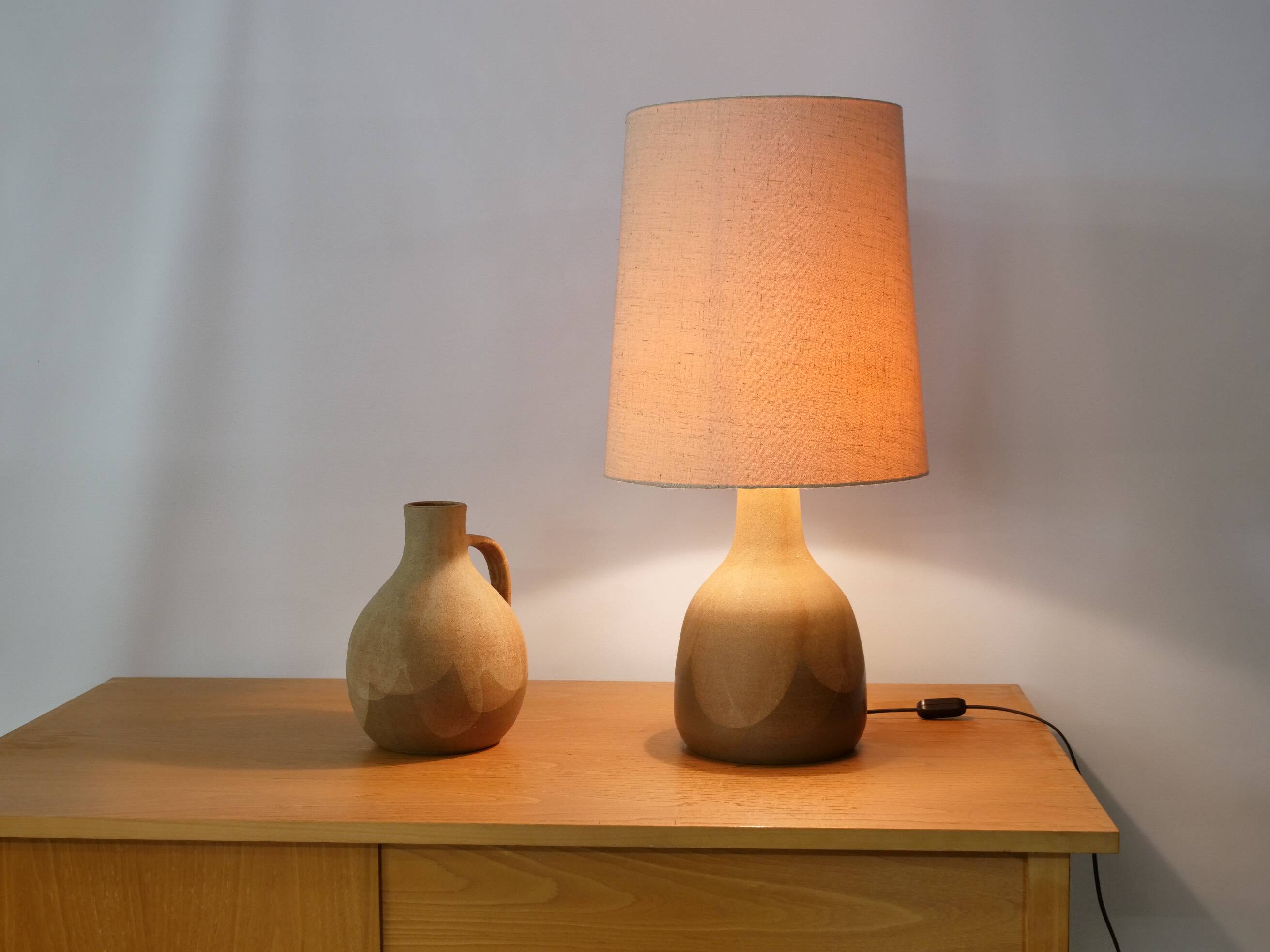 Design Studio Ceramic Lamp and Vase by Krösselbach, Set of 2, 1970s