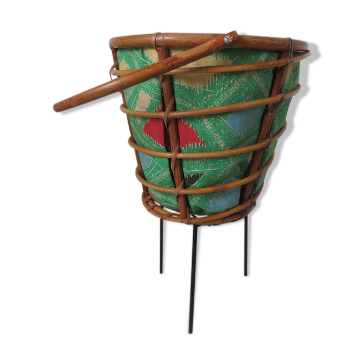 60s 70s rattan tripod worker