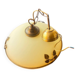 Vintage suspension in opaline glass and gilded brass – retro chic elegance.