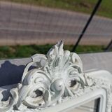 Louis Philippe style mirror with patinated white molding pediment