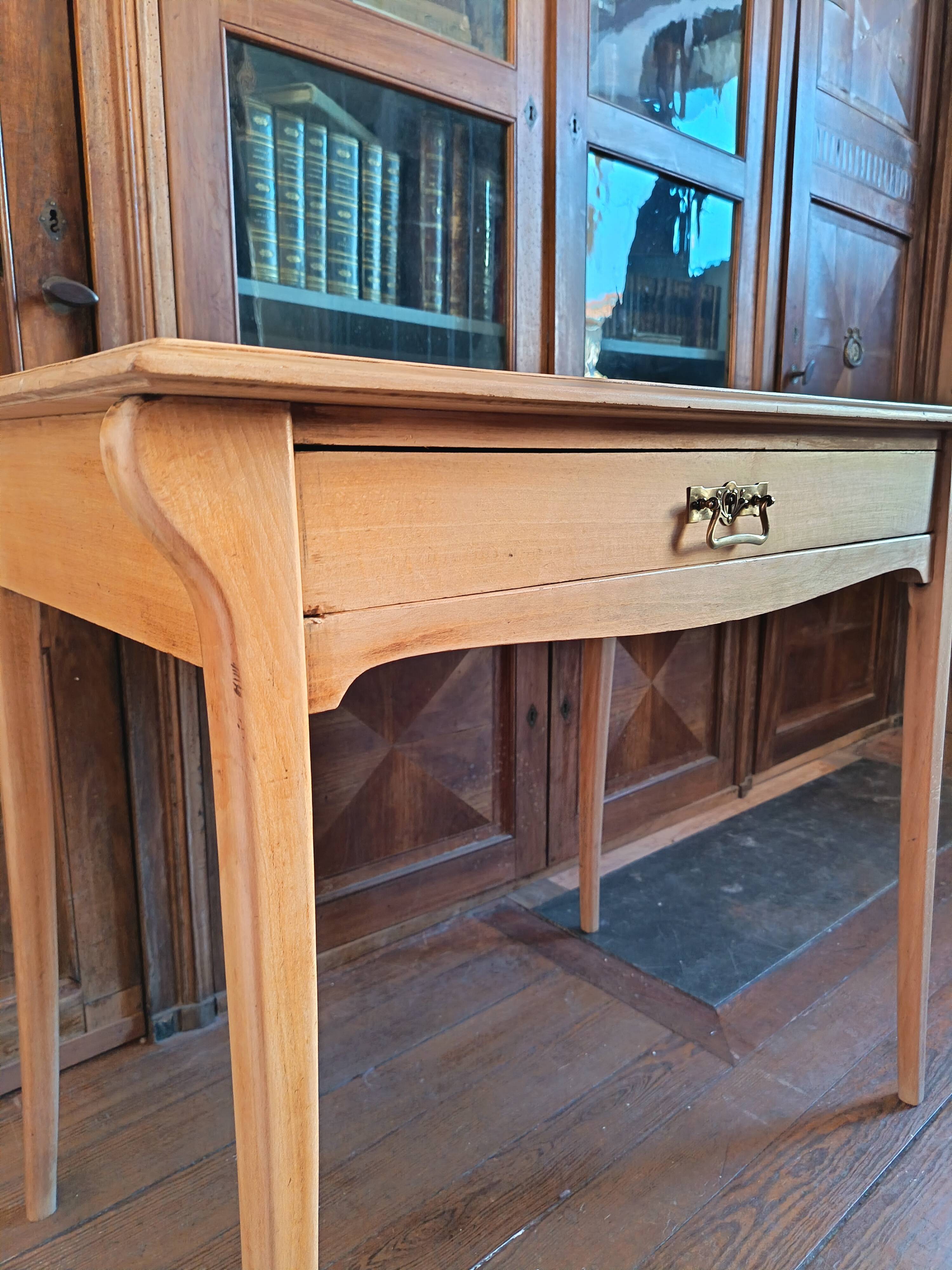 Art Nouveau desk in solid beech.