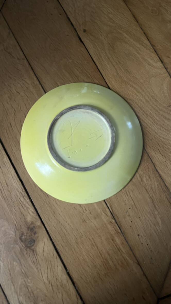 Yellow ceramic plate by Georges Jouve