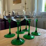 Vintage green stemware, made in france