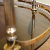 Desserte néoclassique en laiton et et verre fumé, milieu XXème