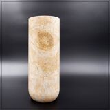 Cylindrical marble vase with fossil motif