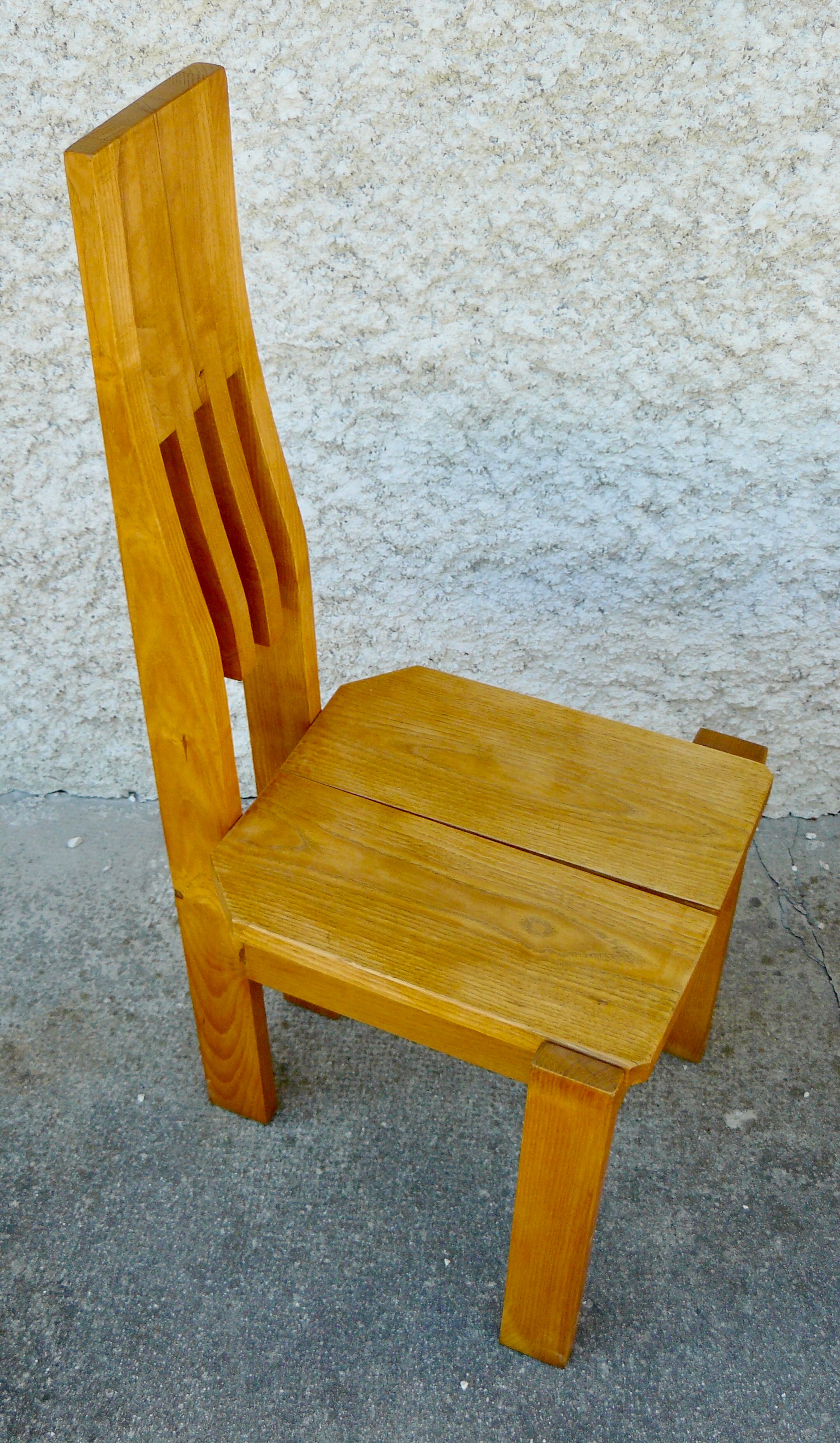 Paire de chaises modernistes bois design 1980