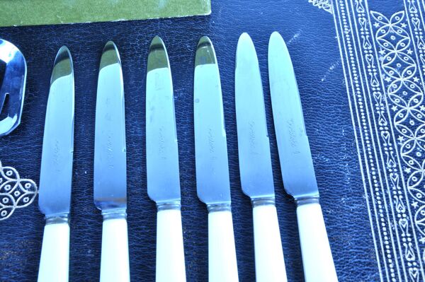 Couvert a dessert christofle, manche en ivoire, 19 eme