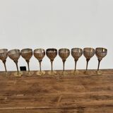 9 verres ancien en métal argenté et laiton