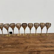 9 old glasses in silver metal and brass