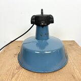 Industrial Blue Enamel Factory Lamp with Cast Iron Top, 1960s
