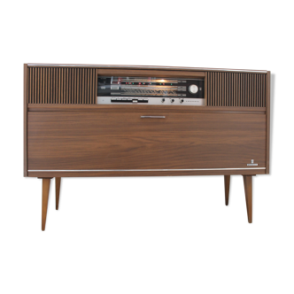 Meuble Hifi Grundig platine tourne-disques et radio vintage 1960
