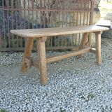 "A frame" bench in solid oak, patinated.