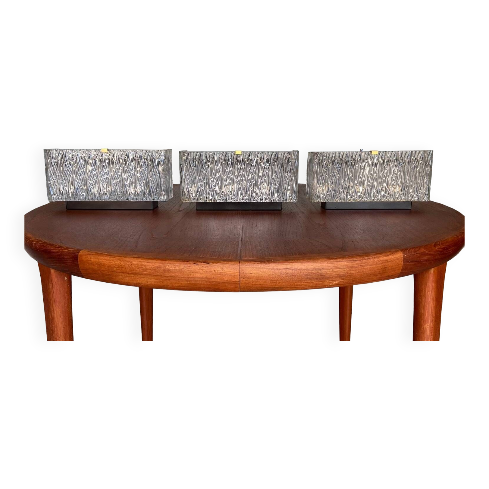 3 molded glass sconces 1950