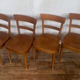 Set of 4 curved wood bistro chairs