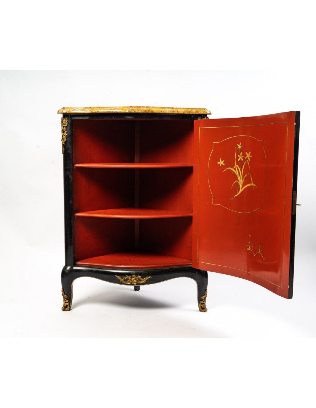 Pair of black wood corner buffets