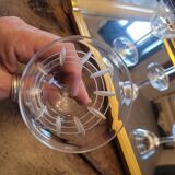 Set of 4 cut glass goblets – France 50s