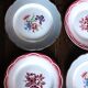6 flat plates Digoin Sarregemines Marsac red with gold flowers