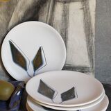 Six ceramic plates with matt enamel 50s
