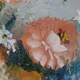 Painting of a vase with flowers by the Belgian painter Edmond Sanders (1898-1961)