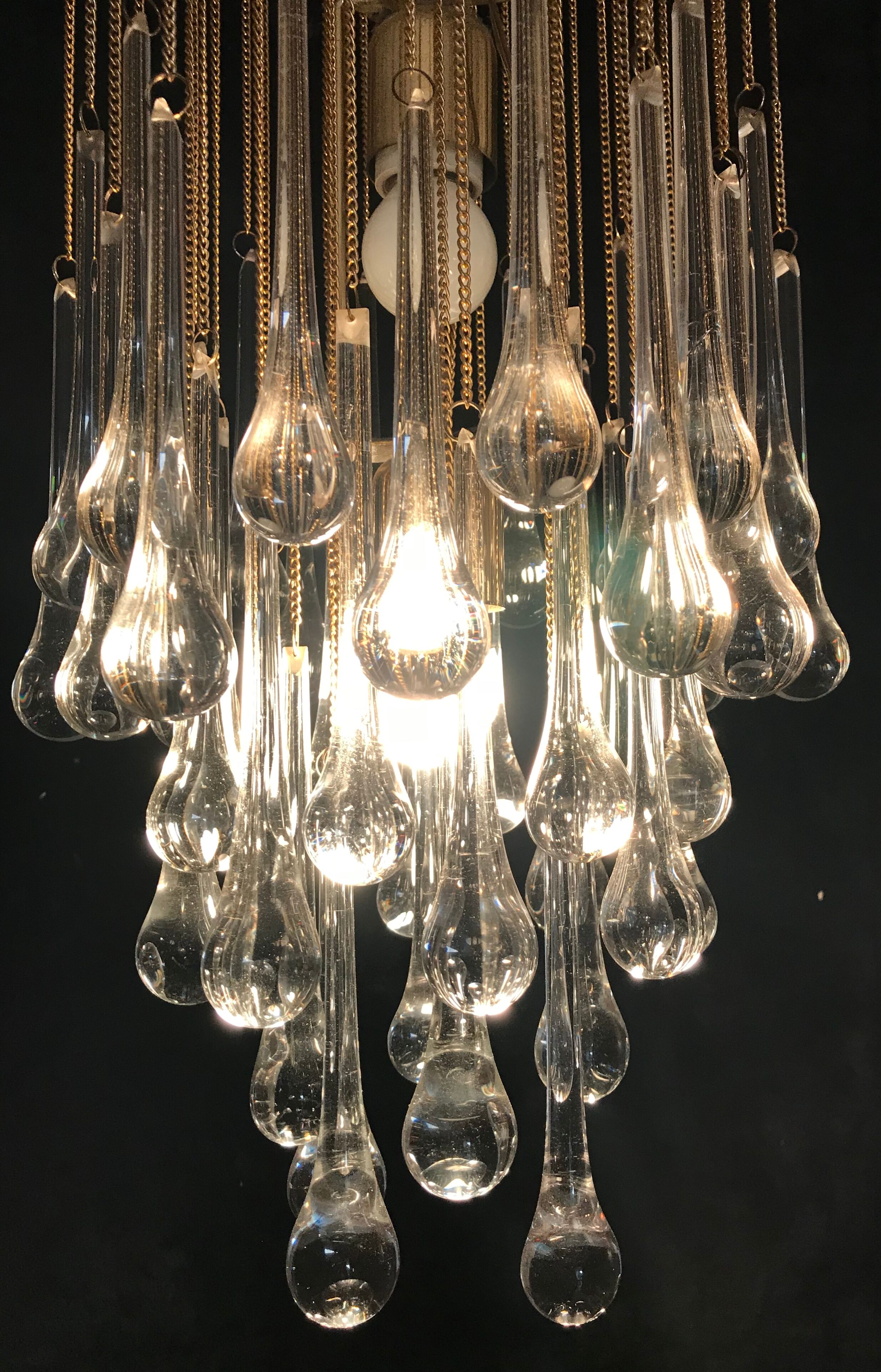 Paolo Venini glass drops chandelier 1960