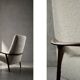 Vintage Mid-Century Scandinavian Modern White Boucle &Teak High Armchair