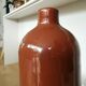 Vintage Brown Glazed Ceramic Vase: Tall Minimalist Bottle Form