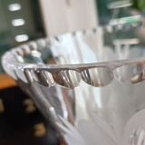 Carved solid crystal vase, floral decoration