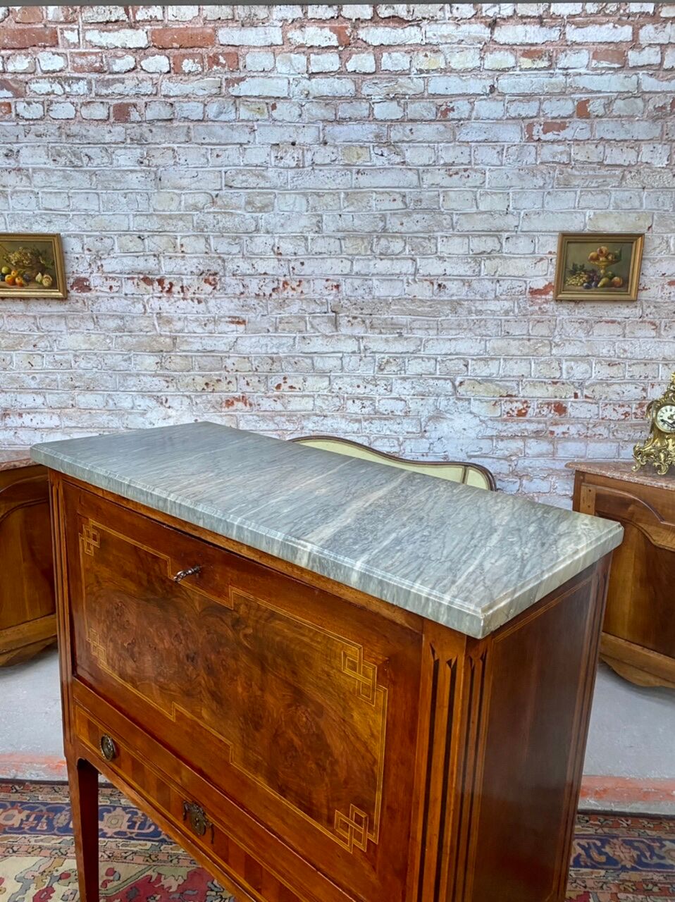 Louis XVI style Greek marquetry secretary, 19th century