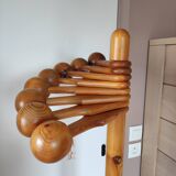1970s solid pine coat rack