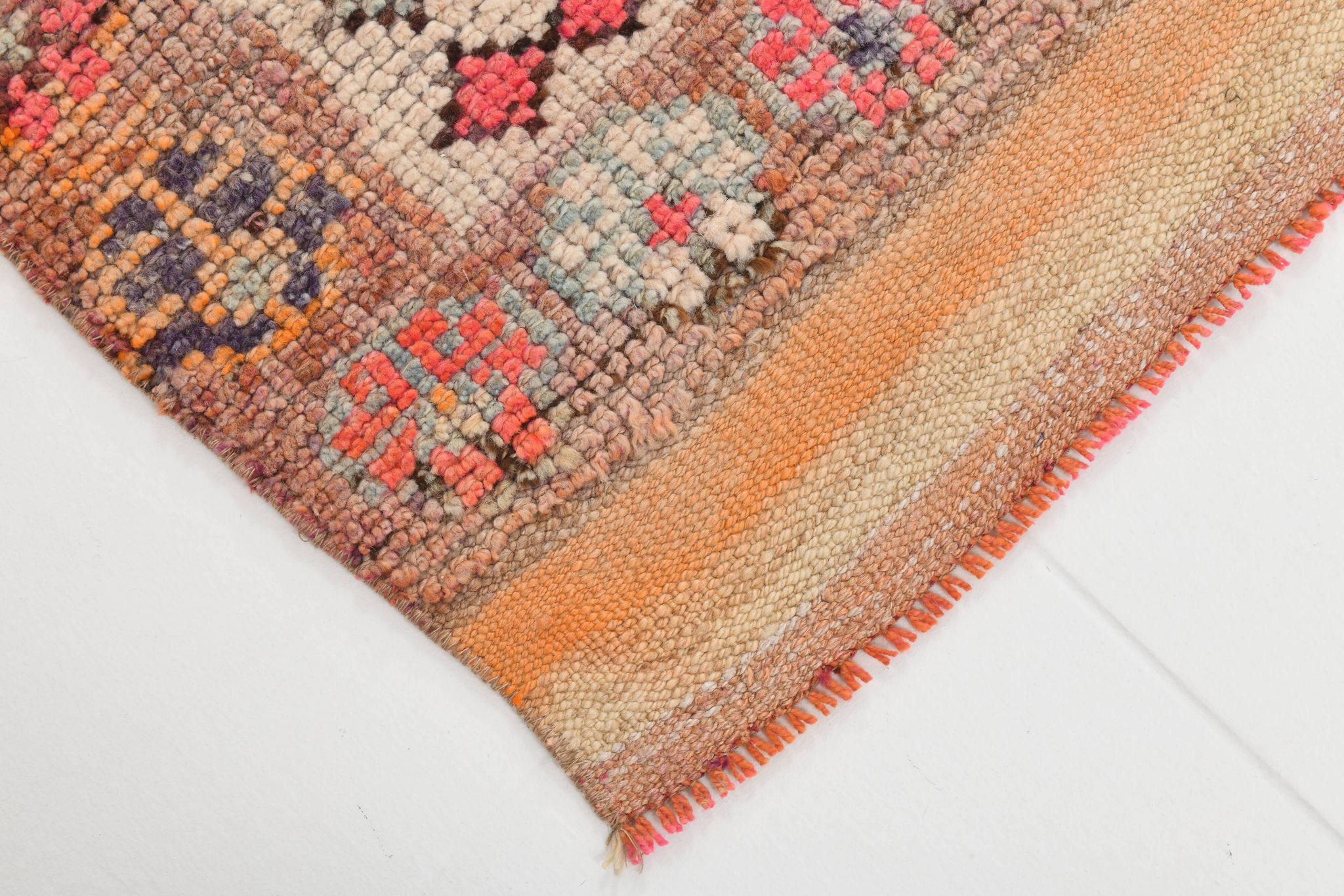 3x11 Pink Salmon Oriental Vintage Runner Rug, 99x341Cm