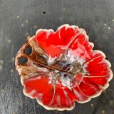 Red enamelled ceramic cup stamped vintage vallauris