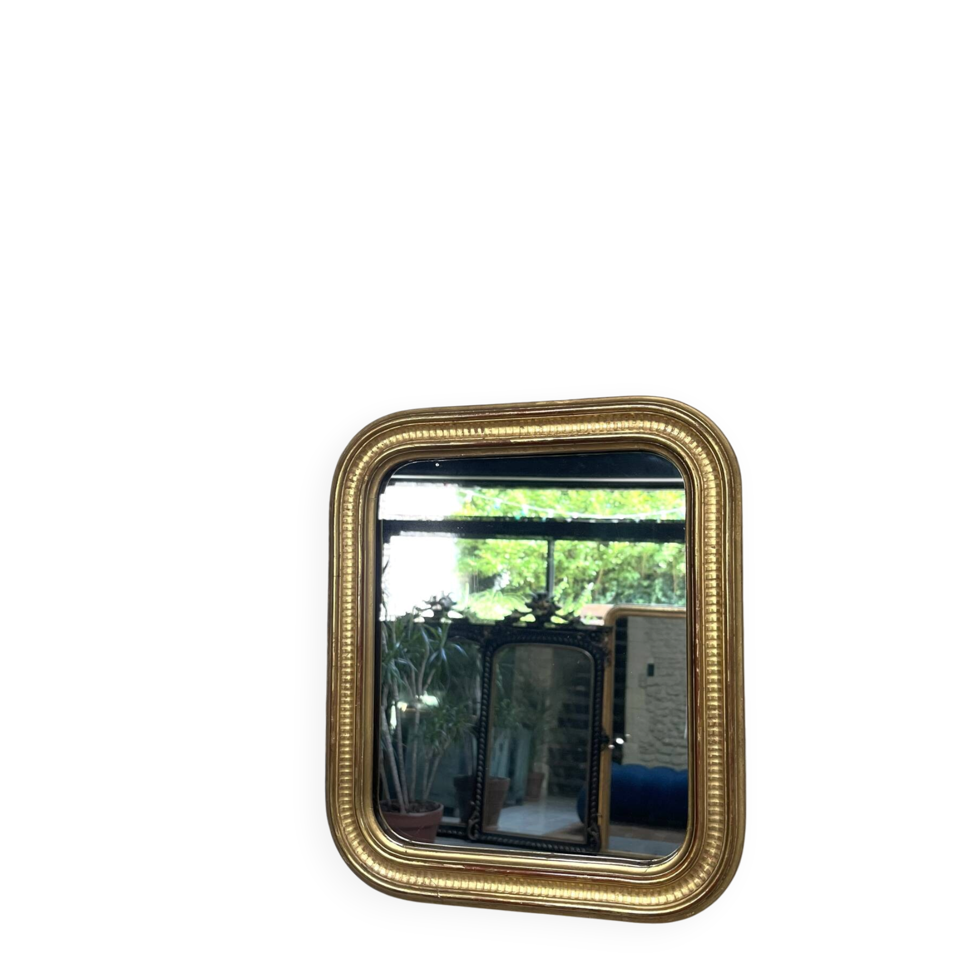 Louis-Philippe mirror gilded with gold leaf 37.5/31.5cm mercury glass